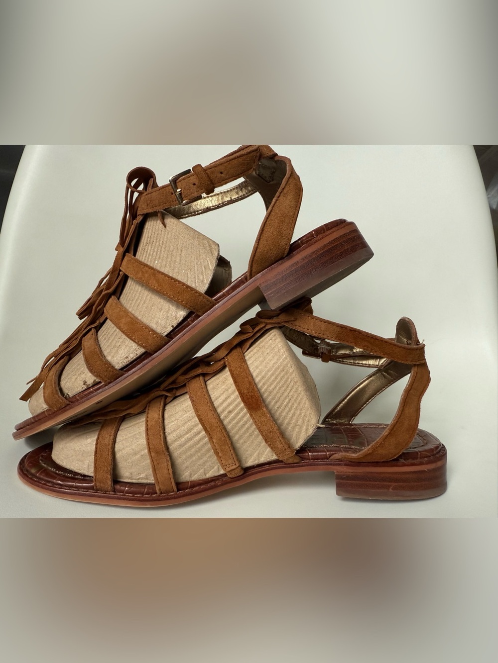 Sam Edelman Tan Brown Suede Strappy Sandals